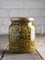 Organic peas in a jar