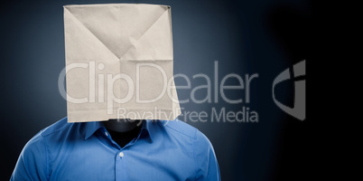 Businessman wearing a paper bag