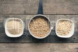 Organic oat grain, oat meal and oat bran