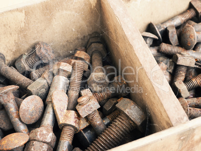 Old rusty bolts and nuts