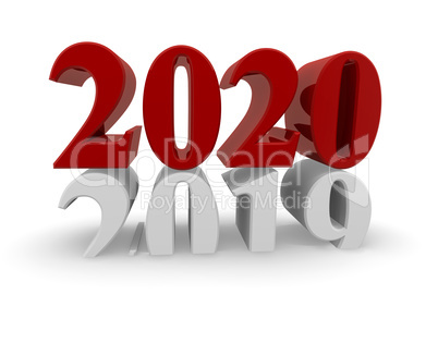 New Year 2020 concept 3d image on a white background