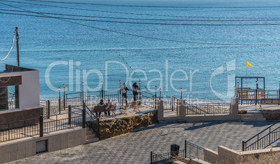 Pier on the beach in winter day