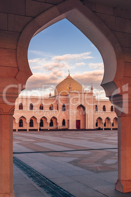 Beautiful White Mosque at Sunset.