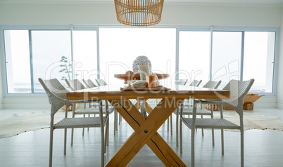 Dining room with dining table at home