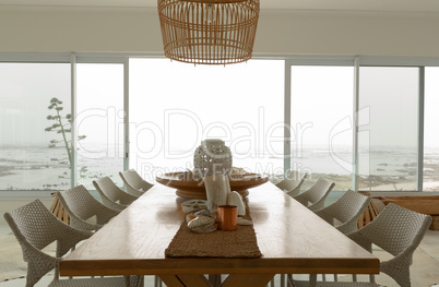 Dining room with dining table at home