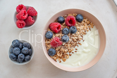 Joghurt mit Müsli und Beeren