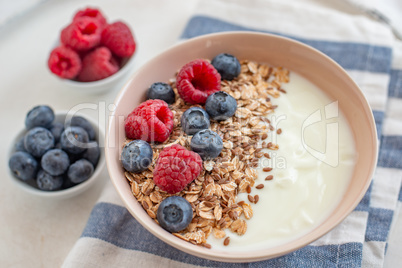 Joghurt mit Müsli und Beeren