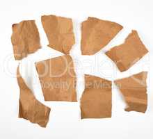 torn brown pieces of parchment paper