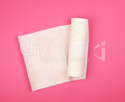 twisted roll of white soft paper napkins for face and hands