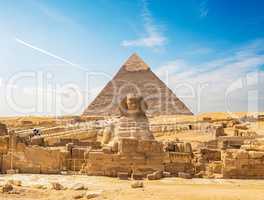 Sphinx and pyramid