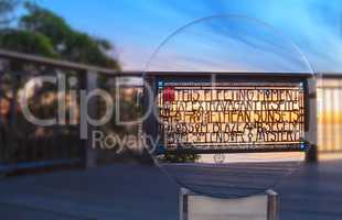 Stain Glass fence that overlooks the ocean at Browns Park at sun