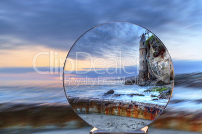 Crystal Ball Sunset over Pirates tower at Victoria Beach in Lagu