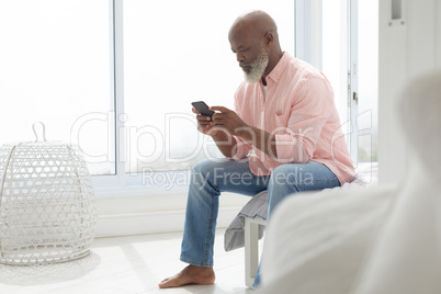 African american Man using smartphone