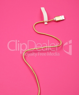 golden usb cable for charging with electricity equipment in text