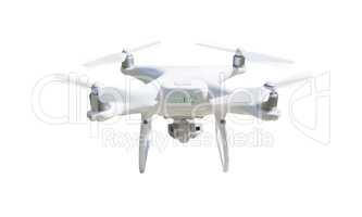 Unmanned Aircraft System (UAV) Quadcopter Drone Isolated on Whit