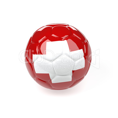 Soccer ball with the flag of Switzerland