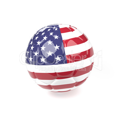 Soccer ball with the flag of America