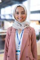 Smiling businesswoman in hijab