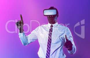 Composite image of male playing virtual reality headset