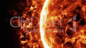 Sun surface with solar flares
