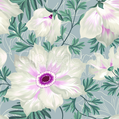 Floral seamless pattern. Graden flower bouquet background.