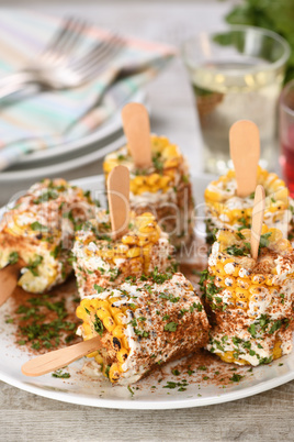 Spicy corn on the cob in spices