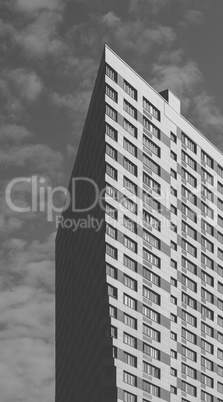 Black and White Skyscraper on the Sky Background.