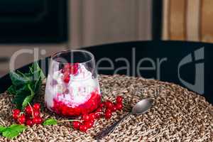 Ice Cream Dessert with Red Currant.