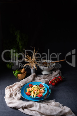 strozzapreti pasta with spinach and shrimp