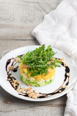 Salad with avocado, mango and mozzarella