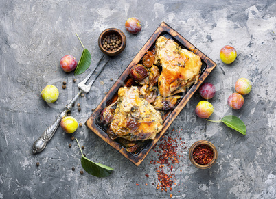 Roast chicken with plum