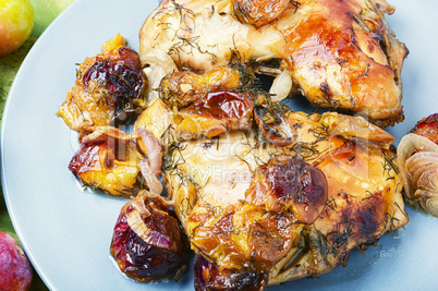 Roast chicken with plum