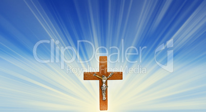 Crucifix in the rays of light