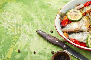 Grilled fish with vegetable