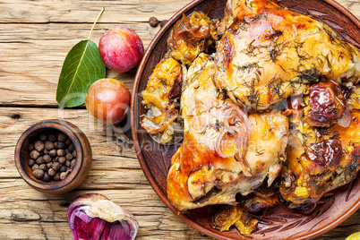 Roast chicken with plum