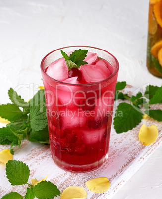 summer refreshing drink with berries of cranberries