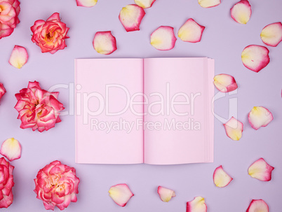 open notebook with pink blank pages