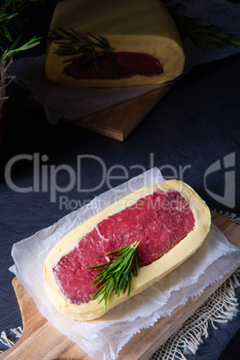 Steaks matured in butter refined with sea salt