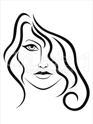 Abstract attractive woman with wavy hair