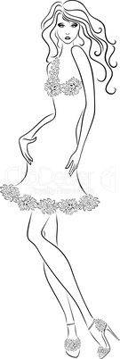 Charming slim lady in elegant dress