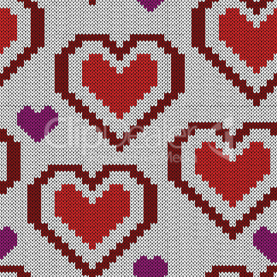 Knitting seamless pattern for Valentine's Day