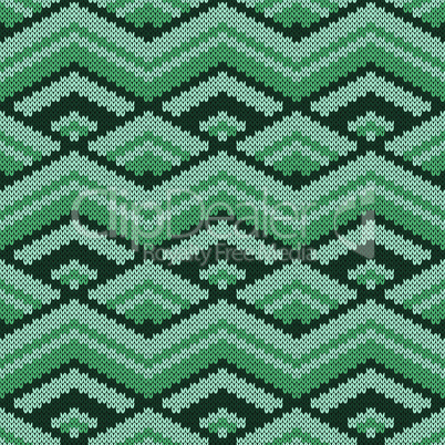 Seamless knitted decorative pattern in turquoise hues