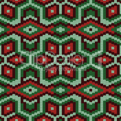 Geometrical seamless knitted decorative pattern