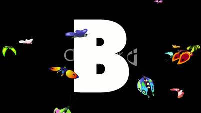 Letter B and Butterfly on foreground