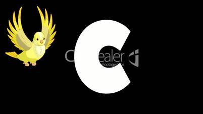 Letter C and Canary on background