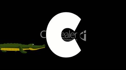 Letter C and Crocodile on background