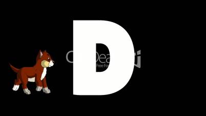 Letter D and Dog on background
