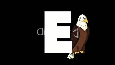 Letter E and Eagle on background