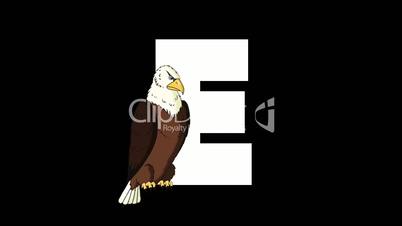 Letter E and Eagle on foreground