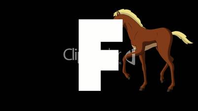 Letter F and Foal on background